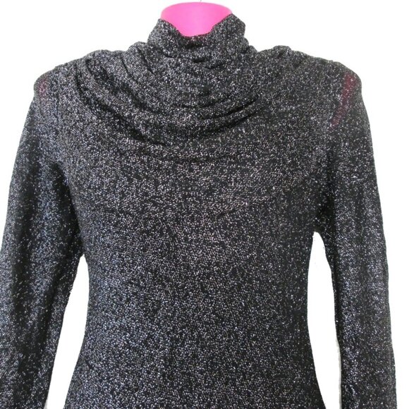 1970s vintage black silver disco evening dress size small medium - Picture 2 of 4